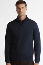 Load image into Gallery viewer, Man wearing Barbour Guy Half Zip pullover sweatshirt with quarter-zip collar detail
