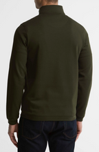 Load image into Gallery viewer, Barbour men's olive green half-zip pullover sweatshirt with mock neck, rear view