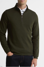 Load image into Gallery viewer, Barbour Guy olive green quarter zip pullover sweatshirt with mock neck collar
