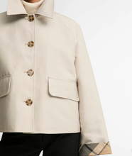 Load image into Gallery viewer, Barbour Delilah Showerproof Jacket with gold buttons, flap pockets, and plaid cuff lining