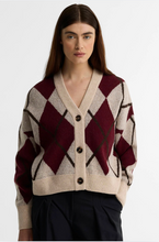 Load image into Gallery viewer, Barbour Harleigh Argyle Cardigan with V-neck, button front, and diamond pattern design