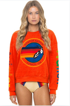 Load image into Gallery viewer, Aviator Nation Venice Crew relaxed sweatshirt featuring bold circular graphic and rainbow sleeve details