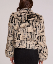 Load image into Gallery viewer, Chaser grey wolf faux fur cropped jacket with black striped pattern, back view