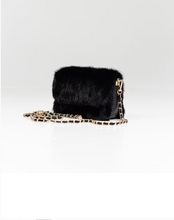 Load image into Gallery viewer, Luxurious mink fur mini clutch bag with gold chain strap, elegant evening accessory