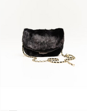 Load image into Gallery viewer, Luxurious mink fur crossbody handbag with gold chain strap and toggle closure