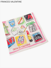 Load image into Gallery viewer, Frances Valentine NYC silk bandana with illustrated New York City landmarks and icons