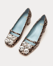 Load image into Gallery viewer, Frances Valentine Josephine metallic leopard Mary Jane heels with crystal embellishments