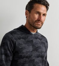 Load image into Gallery viewer, Men's black camo reversible popover hoodie with subtle camouflage pattern
