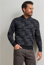 Load image into Gallery viewer, Man wearing a reversible camouflage pattern popover hoodie by Peter Millar