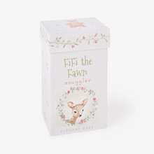 Load image into Gallery viewer, Elegant Baby Fifi the Fawn Snuggler plush toy in decorative floral gift box