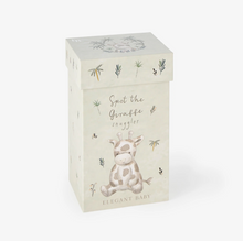 Load image into Gallery viewer, Elegant Baby Spot The Giraffe Snuggler gift box featuring a illustrated giraffe plush toy