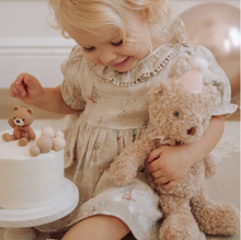 Load image into Gallery viewer, Toddler girl hugging a soft plush teddy bear beside a birthday cake