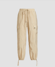 Load image into Gallery viewer, Cinq à Sept khaki parachute cargo pants with drawstring waist and snap pockets