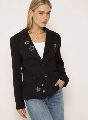 CPW Junie Rhnestone Star Blazer Black