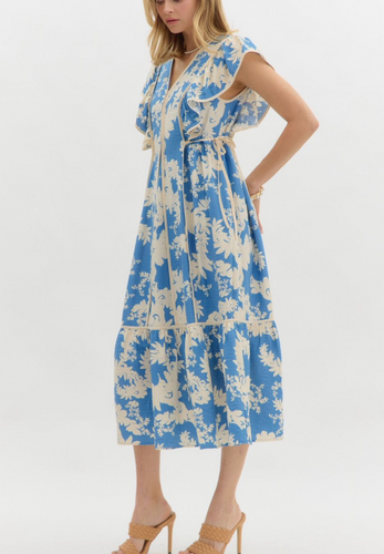 TBC Danna Midi Dress Cornflower Print