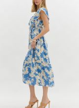 Load image into Gallery viewer, TBC Danna Midi Dress Cornflower Print