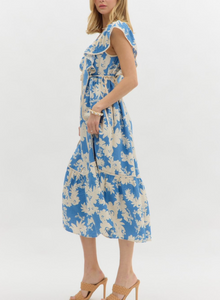 TBC Danna Midi Dress Cornflower Print