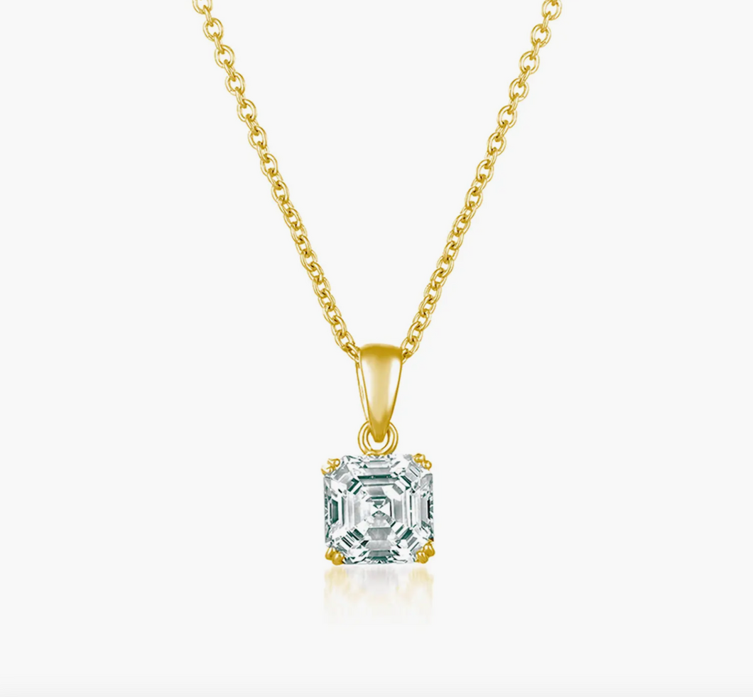 Asher Cut Solitaire Necklace 18K