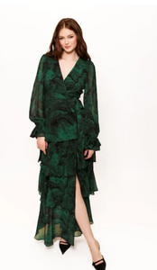 Gardot Wrap Maxi Dress Emerald Swirl