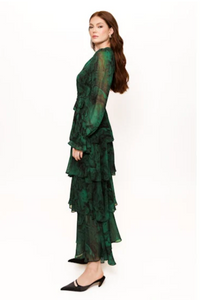 Gardot Wrap Maxi Dress Emerald Swirl