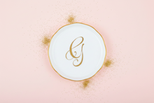 Load image into Gallery viewer, Monogrammed Hand Painted Porcelain Coaster White G