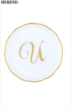 Load image into Gallery viewer, Herend Monogrammed Coaster White U