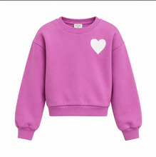Load image into Gallery viewer, Kids crew neck sweatshirt featuring a bold white heart graphic on the chest