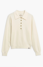 Load image into Gallery viewer, Barbour Wynn long sleeve polo sweater with gold buttons and collared neckline