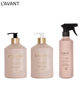 Load image into Gallery viewer, L'AVANT Collective Everyday Essentials Collection featuring hand soap, dish soap, and multipurpose cleaner