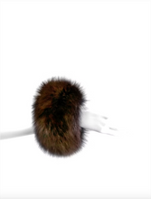Load image into Gallery viewer, Brown sable fox fur cuff bracelet displayed on white mannequin wrist