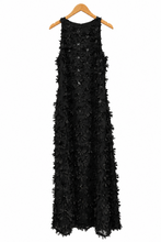 Load image into Gallery viewer, Sleeveless maxi dress featuring all-over 3D daisy floral appliqués with crystal embellishments on hanger
