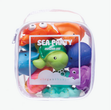 Load image into Gallery viewer, Elegant Baby Sea Party Squirtie Set featuring colorful ocean animal bath toys in clear zip bag