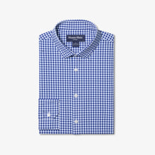 Load image into Gallery viewer, Folded button-down gingham check dress shirt with spread collar and single button cuffs