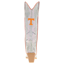 Load image into Gallery viewer, Vaccari Amber Tennessee crystal-embellished white cowboy boot with orange UT logo