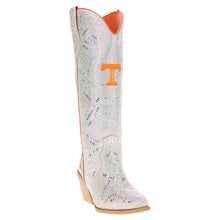 Load image into Gallery viewer, Vaccari Amber Tennessee rhinestone cowboy boot with orange UT logo, white crystal embellishments