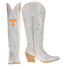 Load image into Gallery viewer, Vaccari Amber Tennessee crystal rhinestone cowboy boots with orange UT logo