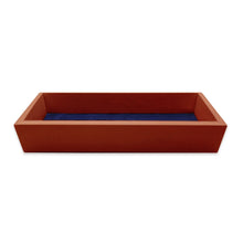 Load image into Gallery viewer, Rectangular leather valet tray with a textured fabric interior lining for organizing everyday essentials