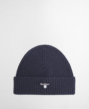 Load image into Gallery viewer, Barbour ribbed knit beanie hat with folded cuff and embroidered logo badge