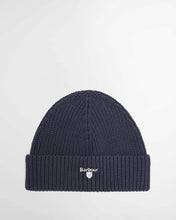 Load image into Gallery viewer, Barbour ribbed knit beanie hat with folded cuff and embroidered logo badge