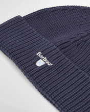 Load image into Gallery viewer, Barbour ribbed knit beanie with embroidered logo patch on folded cuff