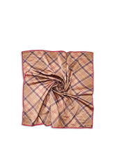 Load image into Gallery viewer, Barbour Kinsale silk scarf in muted tartan pattern, twisted and laid flat on white background