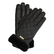 Barbour Norwood quilted gloves with faux fur cuff trim and leather palm detail