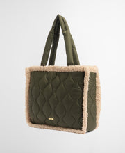 Load image into Gallery viewer, Barbour Marnie quilted tote bag with sherpa teddy trim and padded shoulder handles