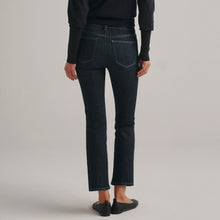 Load image into Gallery viewer, Back view of mid-rise straight ankle jeans with two back pockets on female model