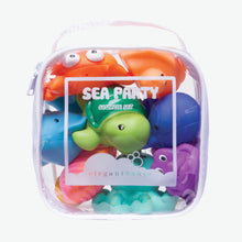 Load image into Gallery viewer, Elegant Baby Sea Party Squirtie Set bath toys in clear zippered carrying bag