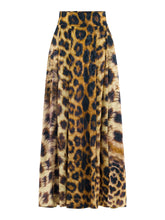 Load image into Gallery viewer, High-waisted maxi skirt with full A-line silhouette in bold leopard animal print
