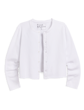 Load image into Gallery viewer, Frank &amp; Eileen cropped cardigan with pearl buttons and scalloped front placket detail