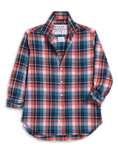 Load image into Gallery viewer, Frank &amp; Eileen relaxed button-up flannel shirt in multi-toned plaid, laid flat