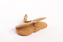 Load image into Gallery viewer, Open leather eyeglass case in sand tan with snap closure and belt loop attachment