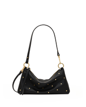 Load image into Gallery viewer, Hammitt Kyle Starlight black leather shoulder bag with gold studded detailing and ring hardware